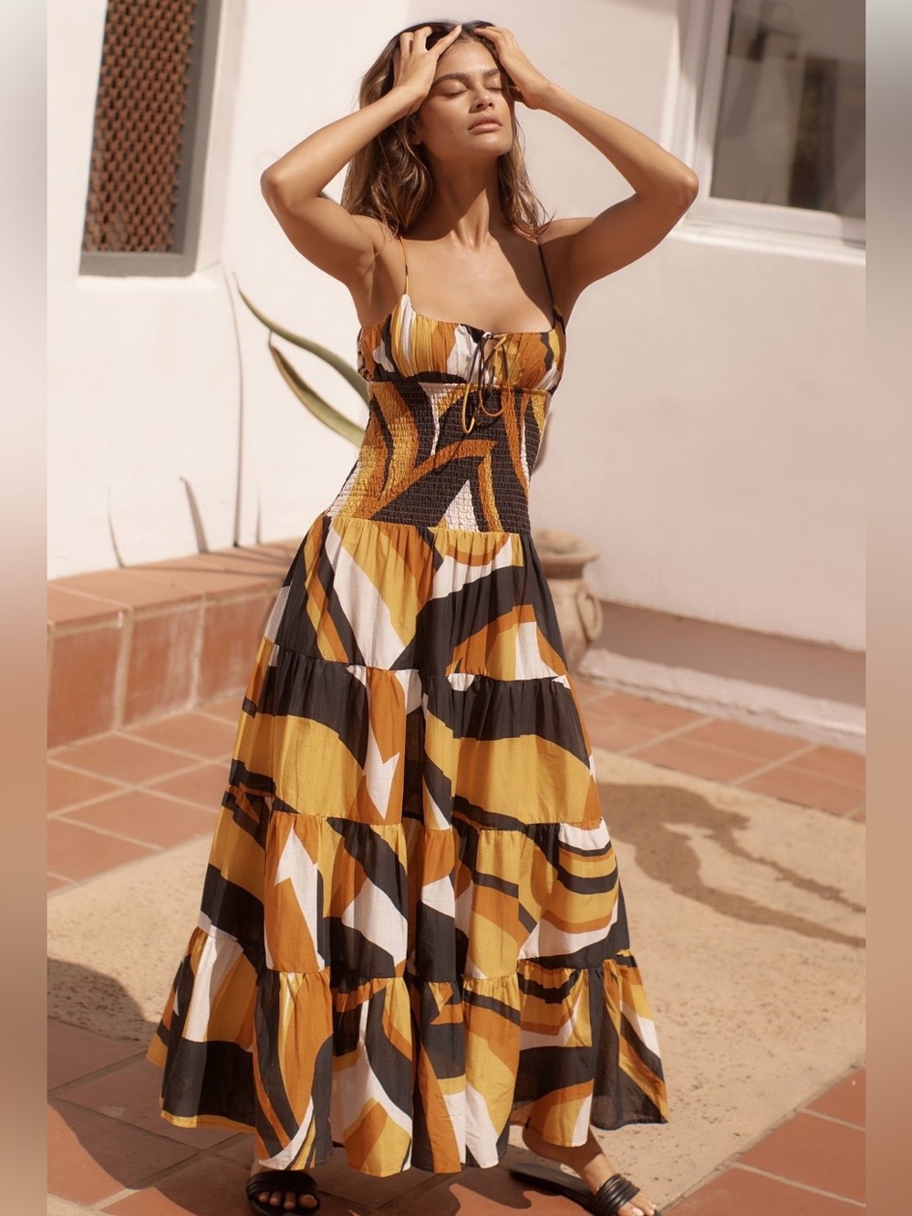 Anthropologie Smocked Drop-waist Maxi Dress, size XS NWT